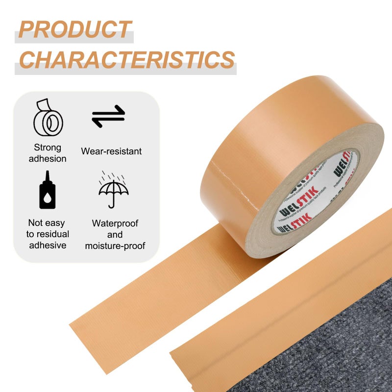 WELSTIK Professional Grade Tan Duct Tape, Waterproof Duct Cloth Fabric,Brown Duct Tape for Photographers,Repairs, DIY, Crafts, Indoor & Outdoor Use (2 Inch X 45 Yards) - Image 4